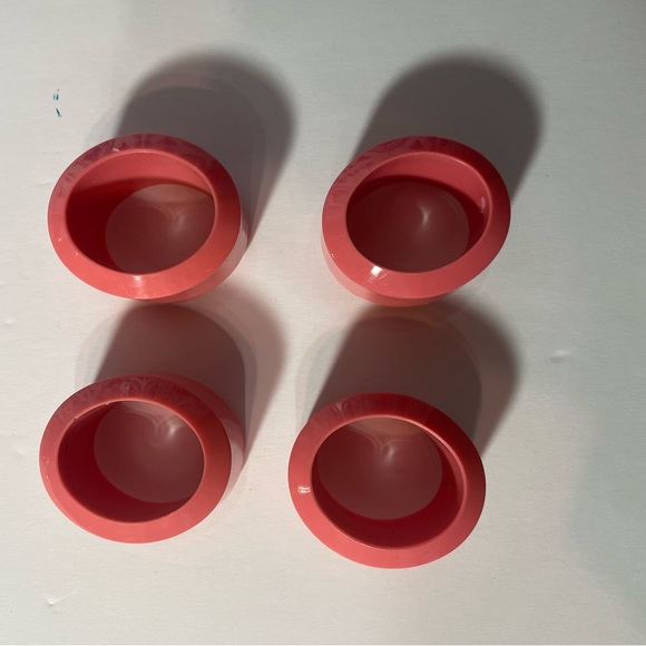 4 napkins rings pink acrylic oval beveled edge Art Deco table decor - Picture 4 of 13